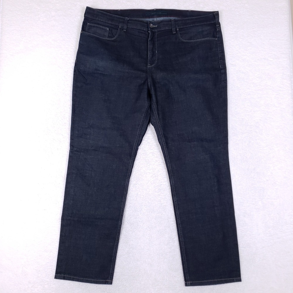 Perry Ellis Mens 42x32 Slim Fit Stretch Jeans Dark Indigo Blue Denim Weekend